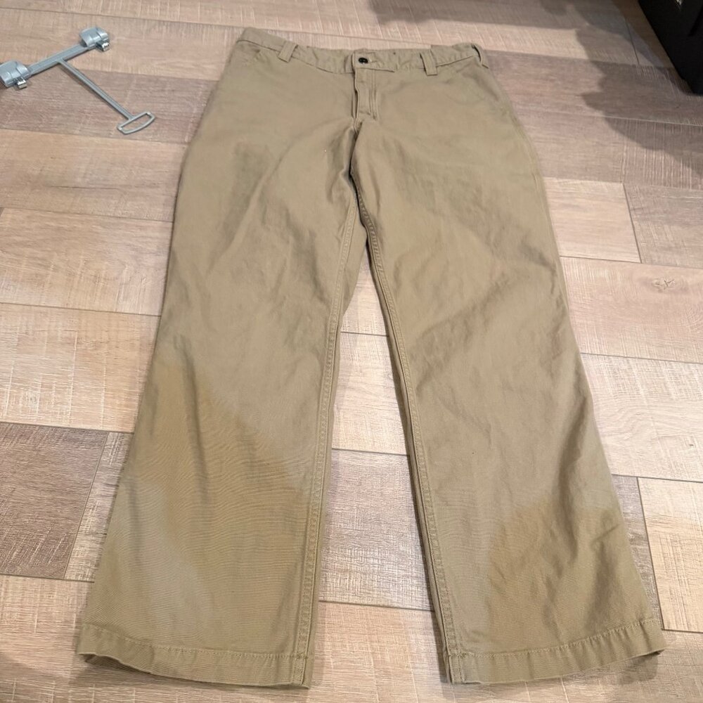 CARHARTT MENS TAN RUGGED FLEX RELAXED FIT CANVAS WORK PANTS 36 X 32